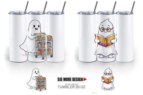 Tumbler Bookish Librarian Ghost Art Sublimation artnoy 
