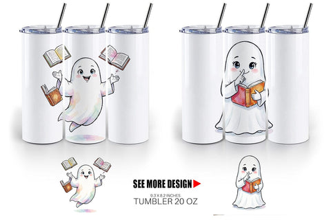 Tumbler Bookish Librarian Ghost Art Sublimation artnoy 
