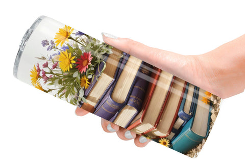 Tumbler Books and Flowers Sublimation artnoy 