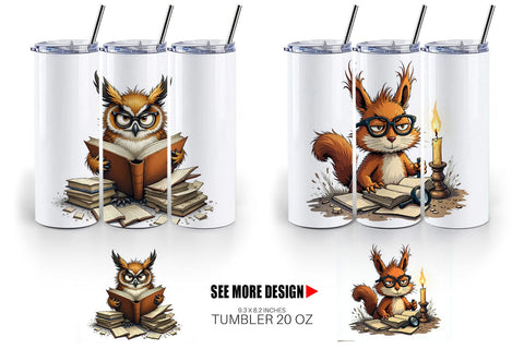 Tumbler Bookworm Critters Sublimation artnoy 