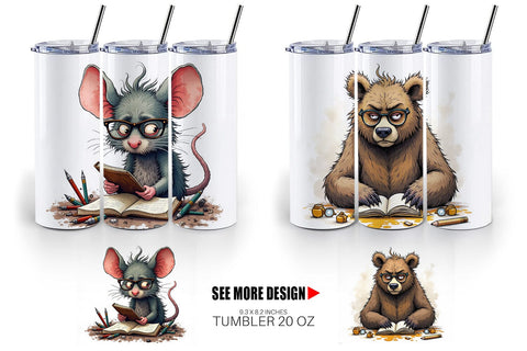 Tumbler Bookworm Critters Sublimation artnoy 