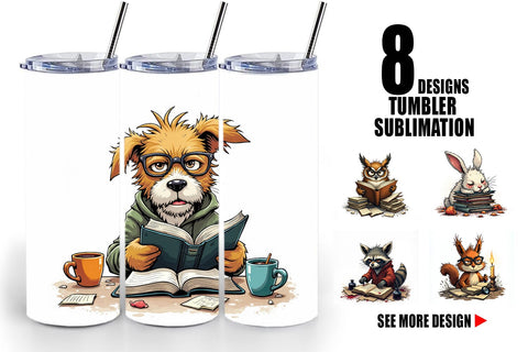 Tumbler Bookworm Critters Sublimation artnoy 