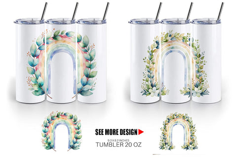 Tumbler Botanical Boho Rainbow Sublimation artnoy 