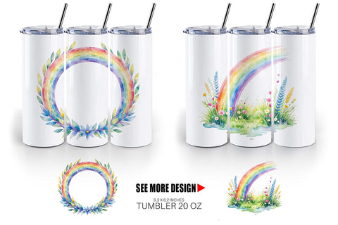 Tumbler Botanical Boho Rainbow Sublimation artnoy 