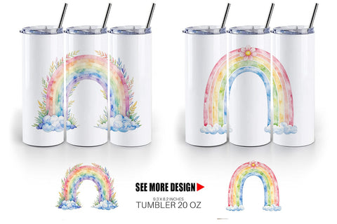Tumbler Botanical Boho Rainbow Sublimation artnoy 