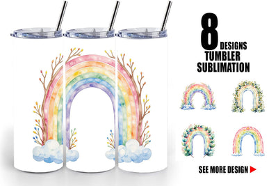 Tumbler Botanical Boho Rainbow Sublimation artnoy 