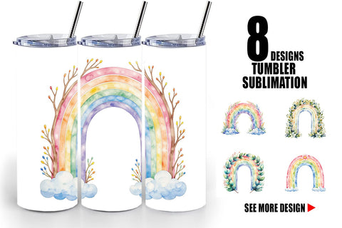 Tumbler Botanical Boho Rainbow Sublimation artnoy 