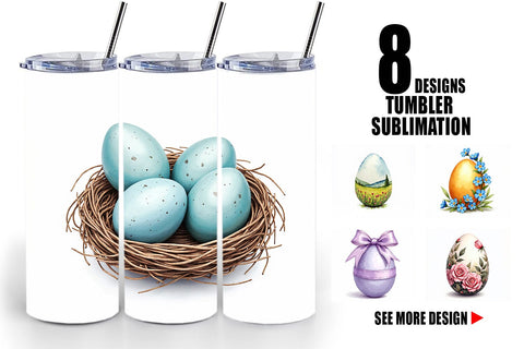 Tumbler Botanical Floral Easter Eggs Watercolor Sublimation artnoy 