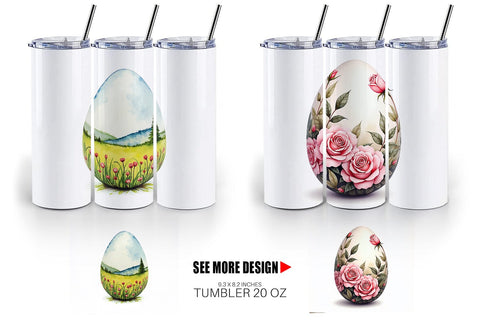 Tumbler Botanical Floral Easter Eggs Watercolor Sublimation artnoy 