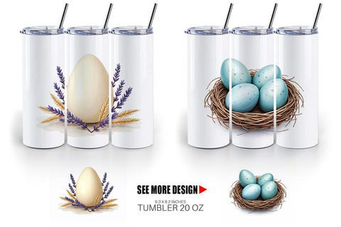 Tumbler Botanical Floral Easter Eggs Watercolor Sublimation artnoy 
