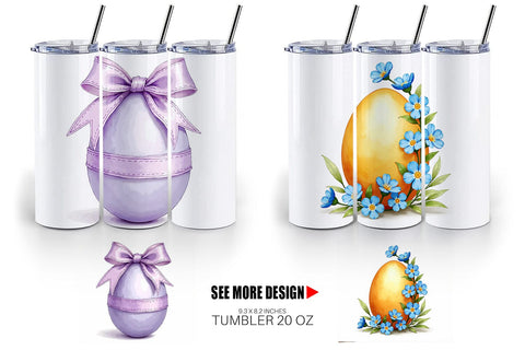 Tumbler Botanical Floral Easter Eggs Watercolor Sublimation artnoy 