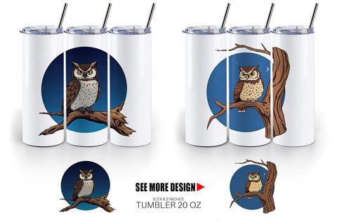 Tumbler Branch Owl Sublimation artnoy 