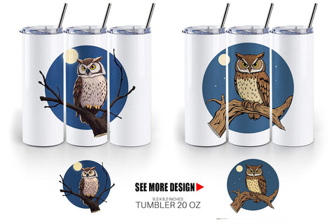 Tumbler Branch Owl Sublimation artnoy 
