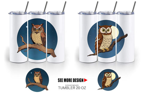 Tumbler Branch Owl Sublimation artnoy 