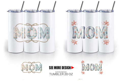 Tumbler Breezy Coastal MOM Nautical Sublimation artnoy 
