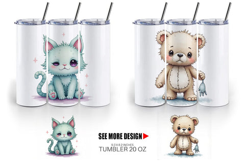 Tumbler Broken Plushie Spirits Sublimation artnoy 
