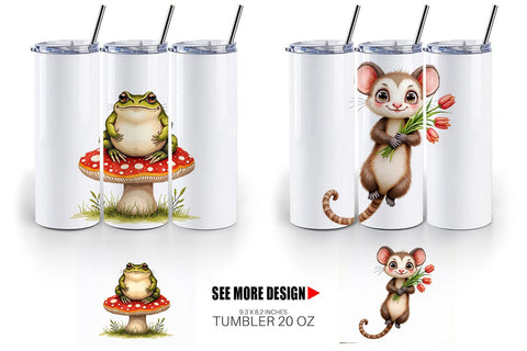 Tumbler Bug-Eyed Spring Bloomers Watercolor Sublimation artnoy 