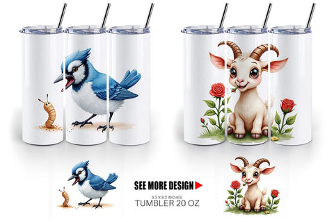 Tumbler Bug-Eyed Spring Bloomers Watercolor Sublimation artnoy 