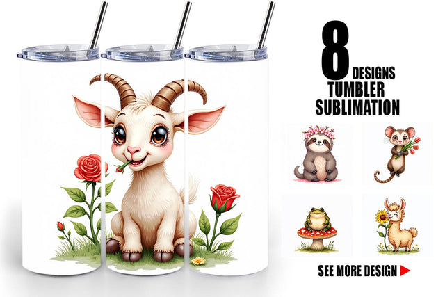 Tumbler Bug-Eyed Spring Bloomers Watercolor Sublimation artnoy 