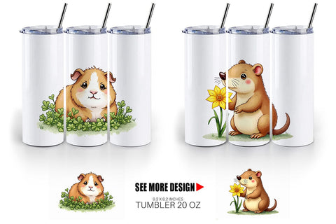 Tumbler Bug-Eyed Spring Bloomers Watercolor Sublimation artnoy 