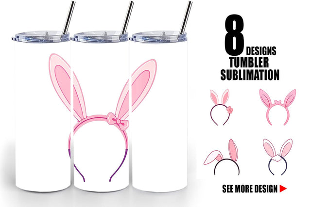Tumbler Bunny Headband Sublimation artnoy 