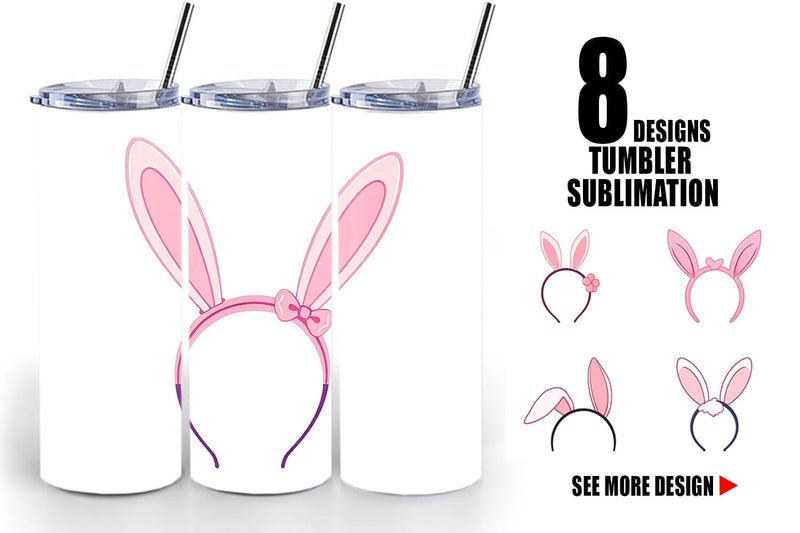 Tumbler Bunny Headband Sublimation artnoy 