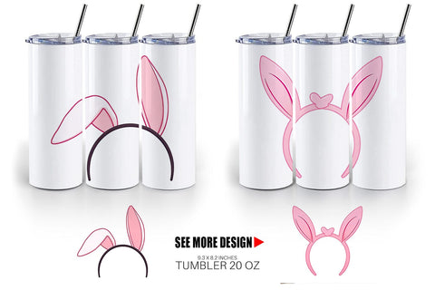 Tumbler Bunny Headband Sublimation artnoy 