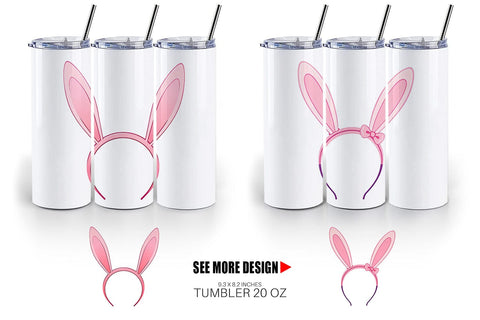 Tumbler Bunny Headband Sublimation artnoy 