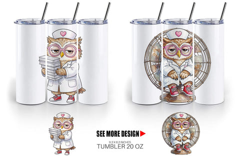 Tumbler Burnout Owl Nurse Lifestyle Sublimation artnoy 