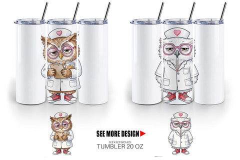 Tumbler Burnout Owl Nurse Lifestyle Sublimation artnoy 