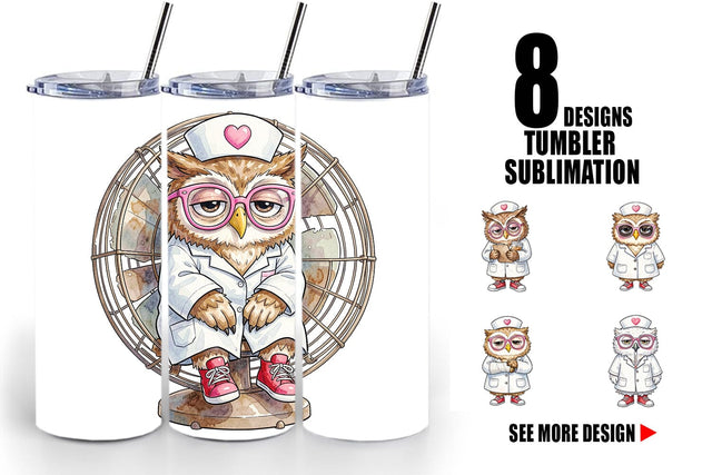 Tumbler Burnout Owl Nurse Lifestyle Sublimation artnoy 