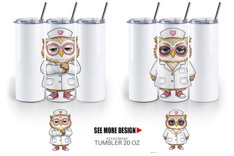 Tumbler Burnout Owl Nurse Lifestyle Sublimation artnoy 