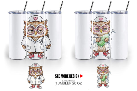 Tumbler Burnout Owl Nurse Lifestyle Sublimation artnoy 