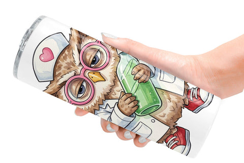 Tumbler Burnout Owl Nurse Lifestyle Sublimation artnoy 