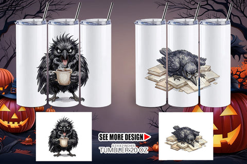 Tumbler Burnout Raven Dark Academia Watercolor Sublimation artnoy 