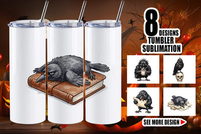 Tumbler Burnout Raven Dark Academia Watercolor Sublimation artnoy 