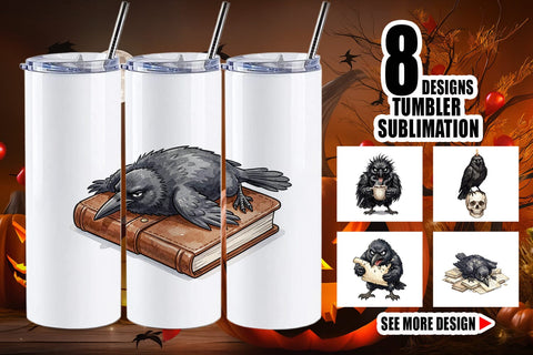 Tumbler Burnout Raven Dark Academia Watercolor Sublimation artnoy 