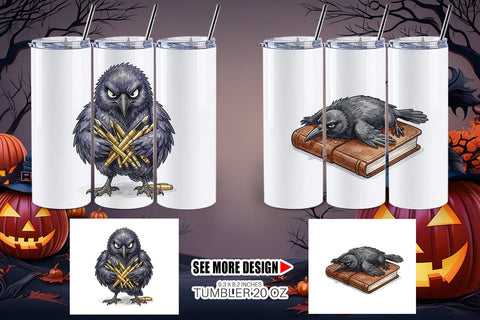 Tumbler Burnout Raven Dark Academia Watercolor Sublimation artnoy 
