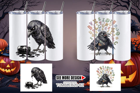 Tumbler Burnout Raven Dark Academia Watercolor Sublimation artnoy 