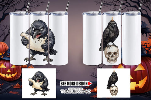 Tumbler Burnout Raven Dark Academia Watercolor Sublimation artnoy 