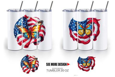 Tumbler Butterfly 4th of July Sublimation artnoy 