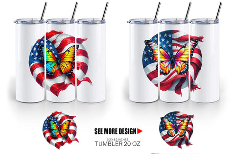 Tumbler Butterfly 4th of July Sublimation artnoy 
