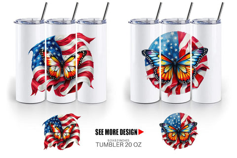 Tumbler Butterfly 4th of July Sublimation artnoy 