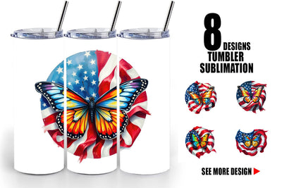 Tumbler Butterfly 4th of July Sublimation artnoy 