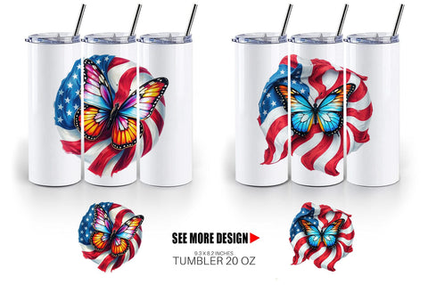 Tumbler Butterfly 4th of July Sublimation artnoy 