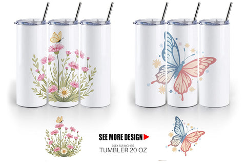 Tumbler Butterfly Bloom Pastels Sublimation artnoy 
