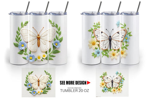 Tumbler Cabbage White Butterfly Sublimation artnoy 