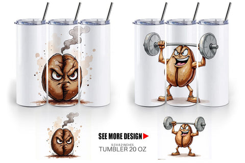 Tumbler Caffeinated Chaos Sarcastic Coffee Bean Characters Sublimation artnoy 