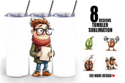 Tumbler Caffeinated Chaos Sarcastic Coffee Bean Characters Sublimation artnoy 