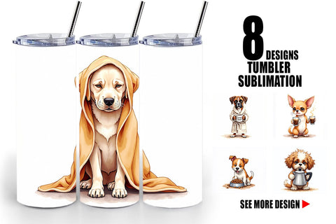 Tumbler Caffeine & Chaos Morning Mood Sarcastic Dogs Sublimation artnoy 